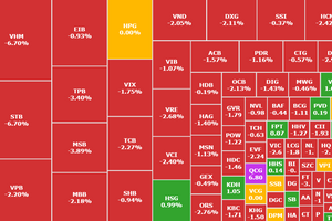 VN-Index rơi hơn 13 điểm, một cổ phiếu bất động sản trượt về đáy 1 năm