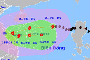 Bão số 6 khả năng ở ven bờ biển Trung Trung Bộ hơn 24 giờ, đổi hướng 3 lần