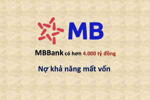 MBBank (MBB) có hơn 4.000 tỷ đồng nợ xấu khả năng mất vốn