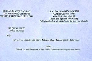 Nhà trường lên tiếng vụ đề Văn bàn về lối sống 'phông bạt' của giới trẻ