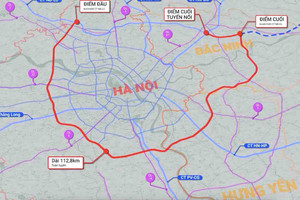 Năm 2025, hoàn thành 58km đường song hành Vành đai 4 qua 7 quận, huyện của Hà Nội