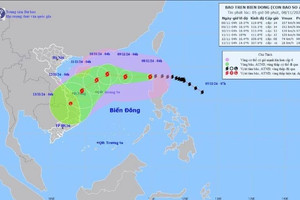 Bão Yinxing mạnh cấp 14, giật cấp 17 đang hướng vào Biển Đông