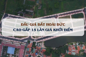 Đất đấu giá Hoài Đức chạm ngưỡng 109,3 triệu đồng/m2, cao gấp 15 lần giá khởi điểm