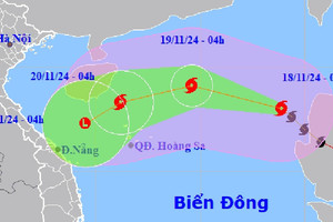 Bão số 9 hình thành, gặp không khí lạnh suy yếu trên biển Trung Trung Bộ