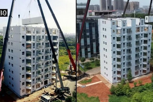 Tòa nhà 10 tầng được xây thần tốc chỉ trong hơn 28 tiếng: Không sử dụng bê tông cốt thép, nhẹ và bền hơn gấp 10 lần các công trình thông thường