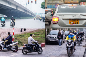 Ô tô che biển số, xe máy vượt đèn đỏ, đi ngược chiều trên phố Hà Nội
