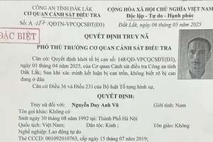 Đề nghị ai biết thông tin của Nguyễn Duy Anh Vũ khẩn trương báo Công an qua SĐT: 0847.939.494