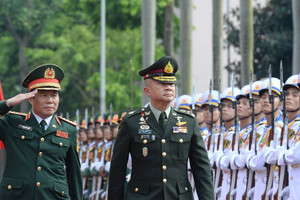 Đại tướng Nguyễn Tân Cương chủ trì đón Tư lệnh Lực lượng Quốc phòng Thái Lan
