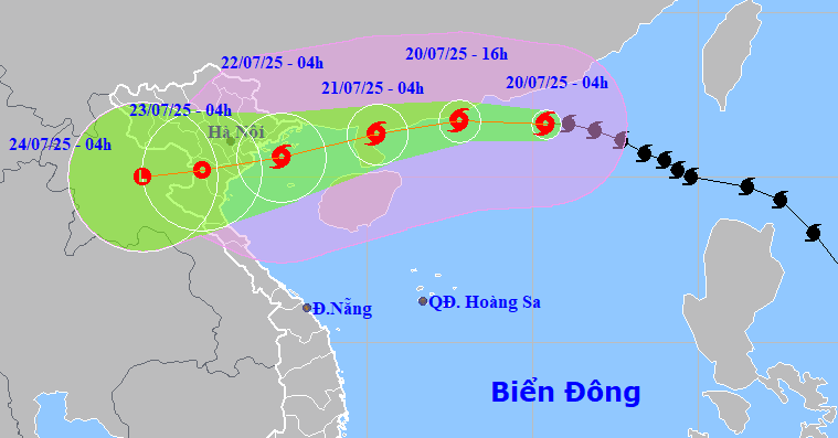 Bão số 3 Wipha vào Quảng Ninh - Thanh Hóa tối 21/7, gió giật đến cấp 14
