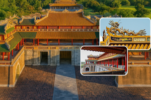 Công trình là biểu tượng huy hoàng của triều Nguyễn xưa: Bộ khung 100 cột hoàn toàn từ gỗ lim, là tổ hợp 9 lầu hợp thành