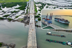 Chỉ vài tháng nữa, tuyến đường xuyên rừng ngập mặn, kết nối thẳng đến cụm cảng nước sâu lớn nhất Việt Nam sẽ về đích