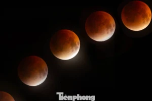 Hình ảnh 'siêu trăng máu' trên bầu trời Hà Nội