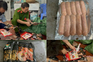 Gần 1 tấn xúc xích, lạp xưởng nướng đá ‘trôi nổi’ tại Hà Nội bị chặn đứng trước thềm Tết Trung thu