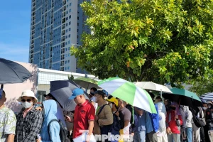 Cảnh dòng người đội nắng xếp hàng mua 300 căn hộ nhà ở xã hội