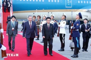 Lễ đón Tổng Bí thư Tô Lâm thăm cấp Nhà nước Cộng hòa Dân chủ Nhân dân Triều Tiên