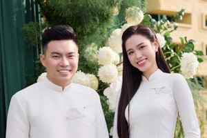 Chiếc áo dài Hoa hậu Đỗ Hà mặc trong ngày trọng đại lấy cảm hứng từ quê hương