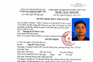 Truy tìm Nguyễn Công Trung sinh năm 1991