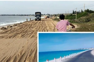 Cát 'nuốt' hơn 300m tuyến đường ven biển đẹp nhất Việt Nam ở Lâm Đồng