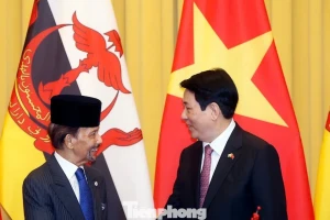Chủ tịch nước Lương Cường chủ trì lễ đón Quốc vương Brunei
