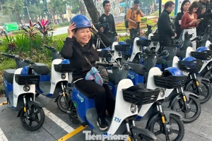 Xe đạp điện bố trí trong đường Vành đai 1 đang ở giai đoạn trải nghiệm