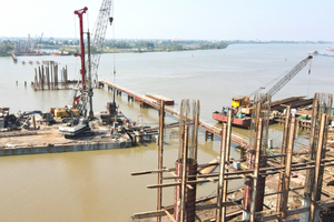 Cầu vượt sông gần nghìn tỷ kết nối 2 tỉnh Nam Định – Thái Bình cũ sẽ hoàn thành sớm 3 tháng