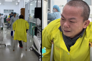 Nghẹn ngào cảnh cha khuyết tật chống nạng nói lời tiễn biệt con trai 25 tuổi trước giờ hiến tạng