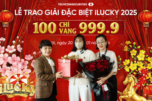 'Trúng Vietlott' phiên bản chứng khoán: Một khách hàng TCBS nhận 100 chỉ vàng 9999