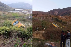 Xe du lịch chở 21 người mất phanh lao xuống sườn đồi ở Sa Pa, 20 hành khách nhập viện