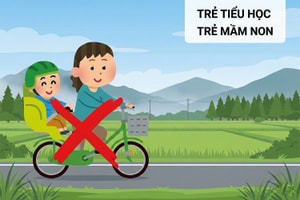 Từ ngày 1/4, chở trẻ em tiểu học bằng xe đạp sẽ bị phạt ở nơi này