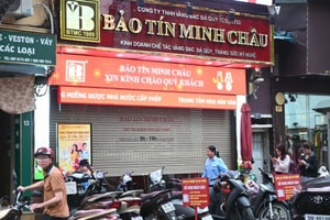 Cửa hàng vàng Bảo Tín Minh Châu tại Trần Nhân Tông và Cầu Giấy bất ngờ đóng cửa