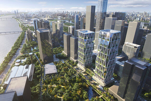 Tháp đôi văn phòng cao đến 200m sắp hoàn thiện: Quy mô hơn 170.000m2, kiến trúc ‘khoác’ lưới kim cương ấn tượng