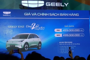 Geely EX2 chốt giá từ 459 triệu: Xe điện dẫn động cầu sau, hệ thống treo đa điểm, cốp trước 70l, gương trang điểm