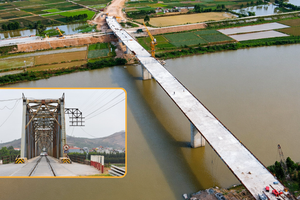 3 tháng nữa, cây cầu thay thế cầu duy nhất Việt Nam có đường sắt chung đường bộ sẽ hoàn thành
