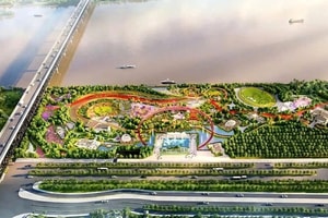 Công trình mở đầu cho việc hình thành trục đại lộ cảnh quan sông Hồng 27 tỷ USD đang được triển khai xây dựng