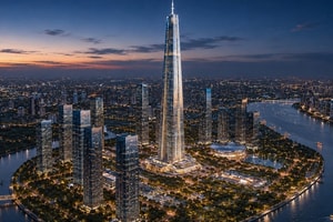 Việt Nam dự kiến có tòa tháp chọc trời 99 tầng: Công trình biểu tượng hàng tỷ USD trong lõi trung tâm tài chính quốc tế