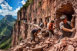 Người Trung Quốc đào bằng tay suốt 5 năm, xây đường hầm xuyên vách đá dựng đứng thay đổi số phận cả ngôi làng