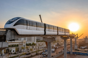 Huy động cần cẩu khổng lồ nâng dầm bê tông nặng 100 tấn để xây tuyến tàu điện 1 ray trên cao dài 100km, vốn đầu tư 144.000 tỷ đồng