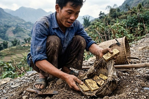Phong tỏa, tịch thu 193 hiện vật bằng vàng, nặng gần 70kg do một người nông dân đào được trên vách đá dựng đứng