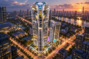 Việt Nam sắp hoàn thành tháp chọc trời sở hữu kiến trúc độc lạ chưa từng có: Biểu tượng song long đậm chất phương Đông do kỹ sư nước ngoài thiết kế