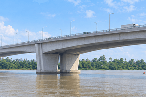 Chỉ vài tháng nữa, chính thức hoàn thành cây cầu đầu tiên bắc qua sông Thái Bình nối Bắc Ninh - Hải Phòng