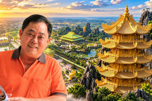 Khu du lịch 6.000 tỷ lớn bậc nhất Đông Nam Á của vợ chồng ông Huỳnh Uy Dũng có dãy núi nhân tạo dài nhất Việt Nam: Trải dài 252m nổi bật với ngọn tháp 9 tầng được sơn son thếp vàng