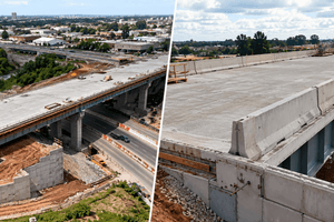 Huy động 850 m3 bê tông xây cầu vượt dài 155m nối 2 thành phố, vốn đầu tư gần 355 tỷ đồng