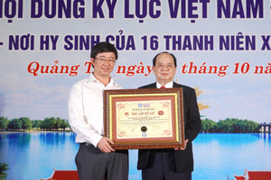 Di tích Quốc gia nơi 16 thanh niên xung phong hy sinh được xác lập kỷ lục