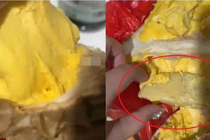 Mua sầu riêng 150.000 đồng/quả ở lề đường, về bổ ra bên trong toàn khoai tây
