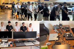 Khám xét một khu chung cư, bắt giữ 20 người đa quốc gia, tịch thu 26 điện thoại di động, 9 máy tính