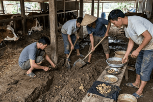 Kiểm tra đột xuất 1 chuồng bò, bắt khẩn cấp 4 người đàn ông, tịch thu 310g vàng trị giá hơn 1 tỷ đồng