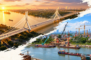 Siêu cầu gần 20.000 tỷ đồng vượt sông Hồng, sở hữu trụ tháp cao nhất Việt Nam liên tiếp cán mốc tiến độ mới