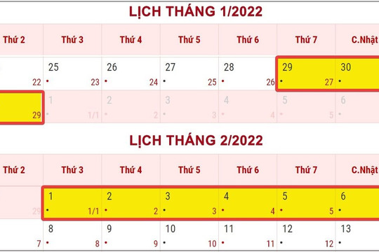 Chi tiết lịch nghỉ Tết Nguyên đán Nhâm Dần 2022 của học sinh cả nước