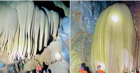 Cận cảnh hang động tuyệt đẹp mới được khám phá tại Quảng Bình đi 1 giờ đồng hồ mới hết