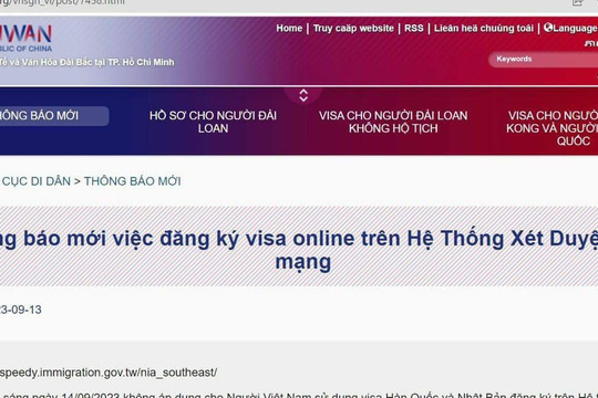Đài Loan siết chặt việc cấp e-visa với khách Việt Nam